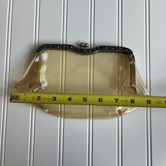 Vintage Clear Vinyl Purse Cluth ornate metal frame kiss lock 60's 70's - Picture 6 of 10